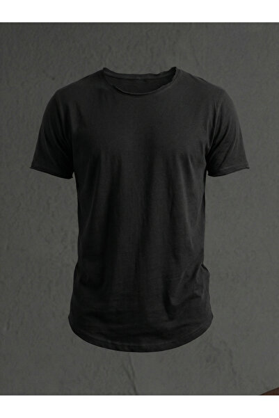 WAMOSSALAPLI Tricou Slim Fit Negru Oval Lung Basic