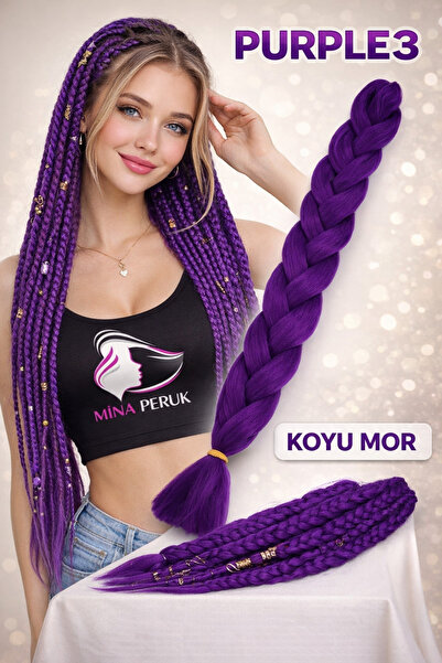 Mina Peruk Afrika Örgüsü Ve Rasta İçin Sentetik Saç - Koyu Mor
