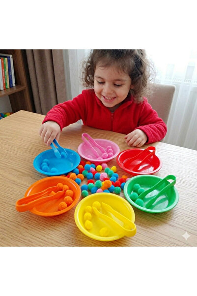 kaan oyuncak 6mp#039lı Maşa Kase Ve Ponponlu Aktarma Seti