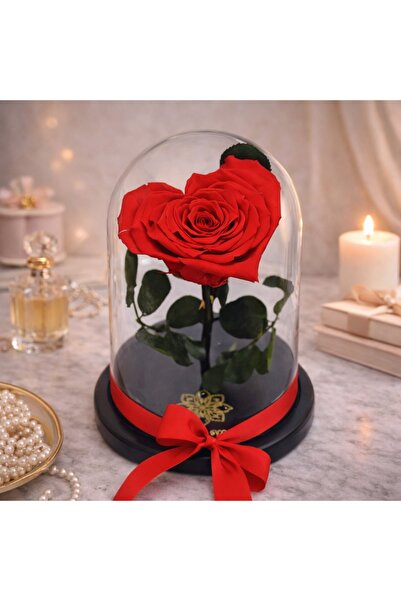 velve Cupola cu Trandafir Criogenat in forma de Inima Cupidon, Rosu,