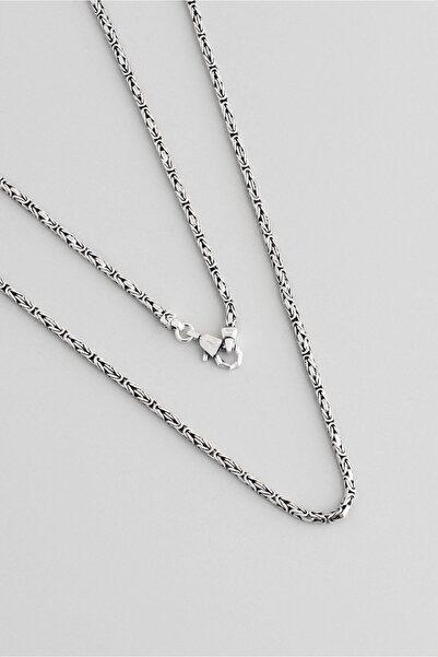 So CHIC... Etnik Desenli 60 Cm Gümüş Erkek Kral Zincir Kolye