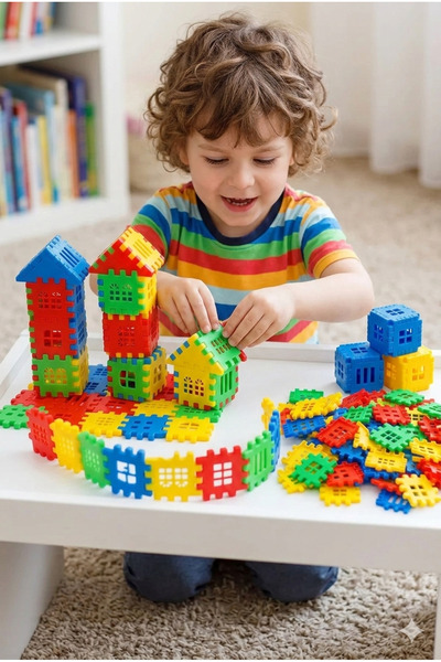 kaan oyuncak Puzzle City 3d Yapı Ve Tasarım Blokları 64 Parça Eğitici Oyuncak
