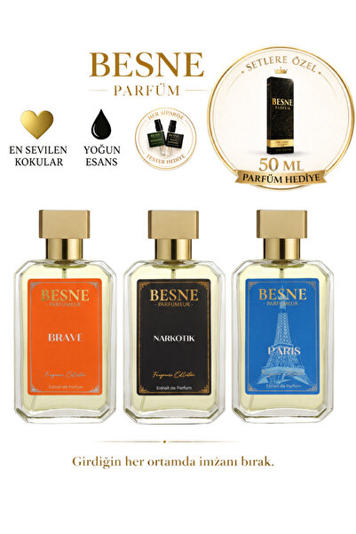 Bense Narkotik, Paris & Brave 3’lü Erkek Set (Extrait de Parfum)