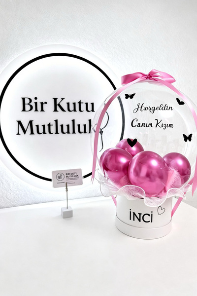 birmutluluk -kişiye özel kız bebek hoşgeldin balonu -balonlu kutu - kız bebek...