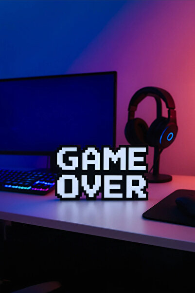 Home Retro Game Over Kabartmalı Dekoratif Obje - Siyah | Masaüstü ve Duvar Sü...
