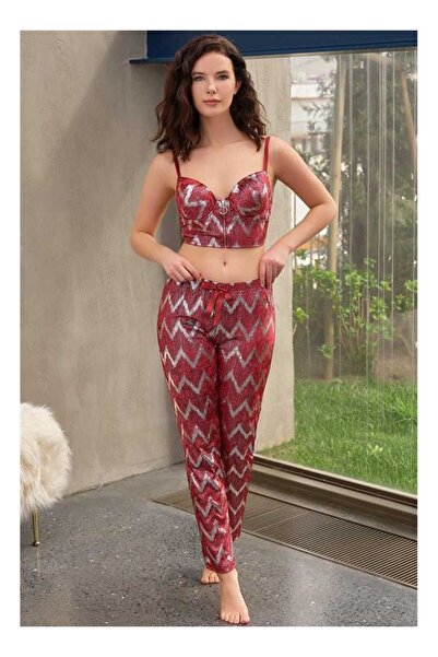 byasafkids Kadın Kadife Balenli Destekli Dolgulu Parlak Baskılı Fermuar Detay...