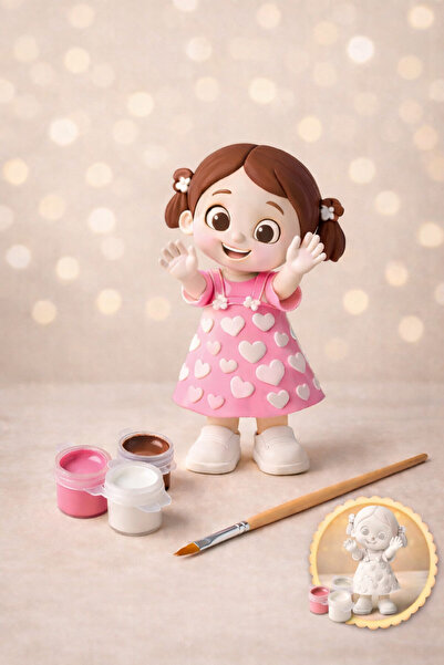 PRİNTELLA Niloya Boyama Figürü Seti 3 Renk Boya ve Fırça | Çocuklar Ve Çiftle...