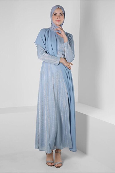 Alvina فستان سهرة فضي بحزام 50254