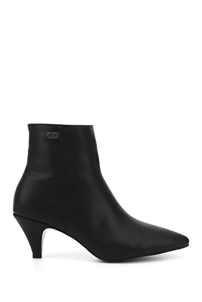 GÖNDERİ(R) حذاء نسائي/بناتي أسود بسحاب ومقدمة مدببة وكعب رفيع