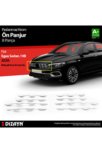 S Dizayn S-Dizayn Fiat Egea SD / HB Krom Ön Panjur Diamond Model 8 Prç 2020 Ü...