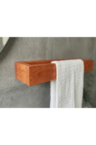UĞRAŞ Ahşap El Yüz Havlusu Askılığı - Banyo ve Mutfak İçin Doğal Tasarım VİDASIZ
