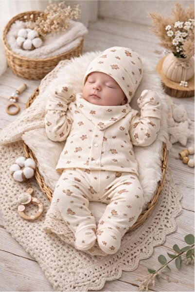 ENİA BABY طقم خروج من المستشفى مكون من 5 قطع من القطن للأطفال حديثي الولادة م...