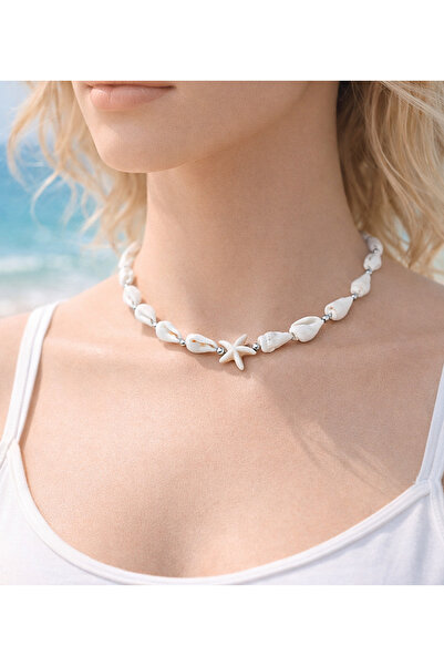 BNG AKSESUAR Silver Detailed Women's Necklace with Sea Shell Figure