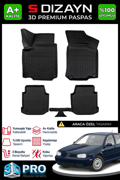 S Dizayn S-Dizayn VW Golf 4 3D Pro Havuzlu Paspas 1997-2005 A+ Kalite 3DS-SDZ217
