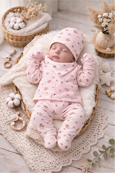 ENİA BABY Baby Girl Cotton Newborn 5-Piece Hospital Discharge Set 0-3 Months