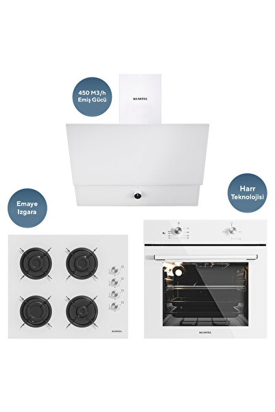 KUMTEL Home Beyaz Cam Ankastre Set