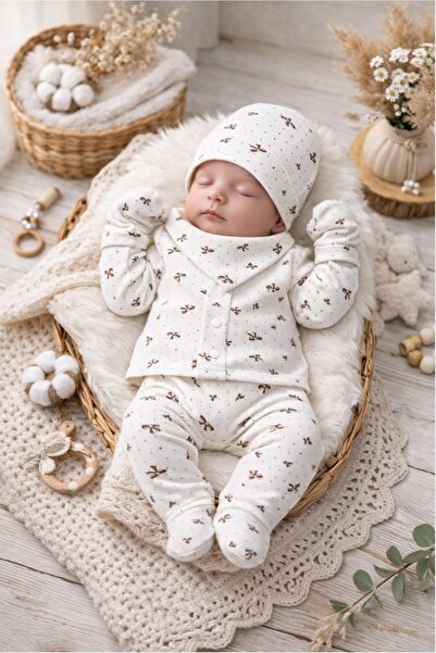 ENİA BABY Kız Bebek Pamuklu Yenidoğan 5 Parça Hastane Çıkış Seti 0-3 Ay