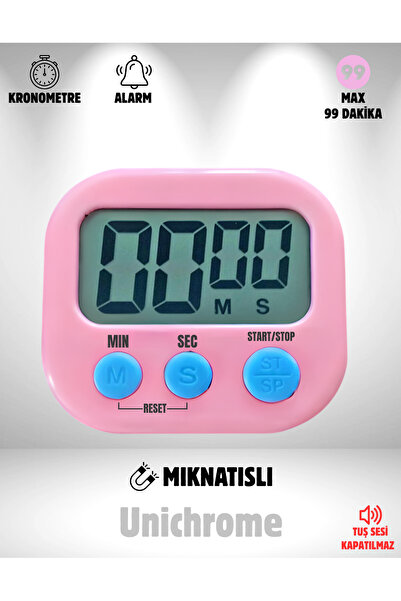 Folveit Pembe Renk Dijital Ekranlı Alarmlı Kronometre Mıknatıslı Mutfak Zaman...