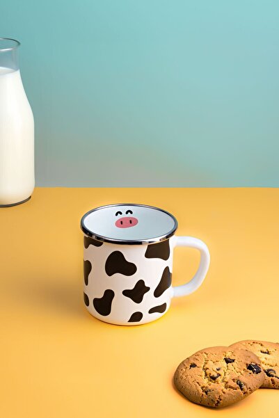 EMAYlab Mötilda inek Desenli Emaye Kupa