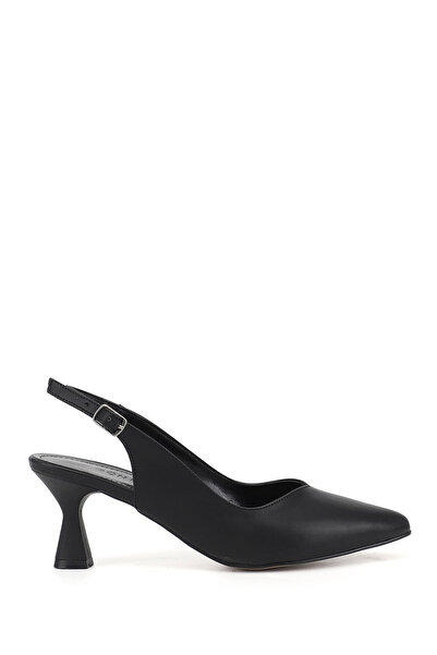 GÖNDERİ(R) حذاء نسائي أسود بكعب مدبب وكعب مفتوح من الخلف 38198