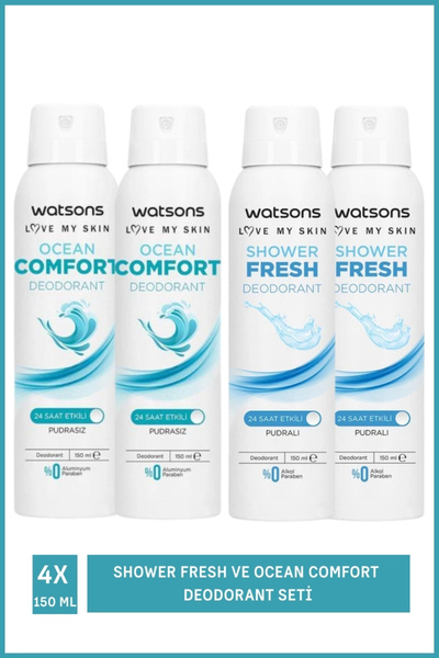Watsons Shower Fresh 150 Ml X2 Ve Ocean Comfort 150 Ml X2 Deodorant Seti