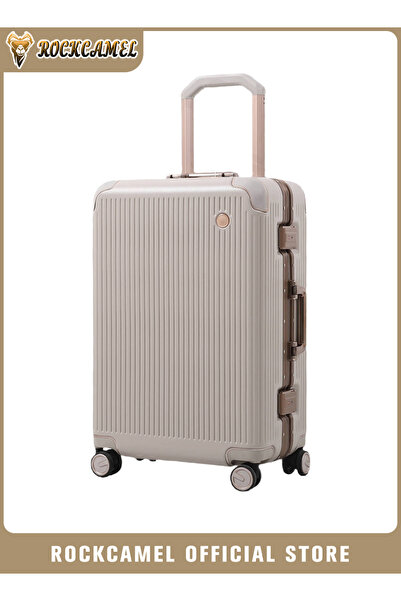 ROCKCAMEL حقيبة سفر محمولة بإطار من الألومنيوم مقاس 20 بوصة، مزودة بتصميم زوا...