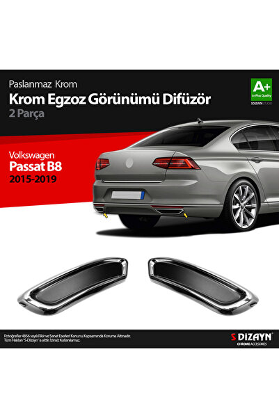 S Dizayn S-Dizayn VW Passat B8 Krom Egzoz Görünümü Difüzör R Line Still 2 Par...