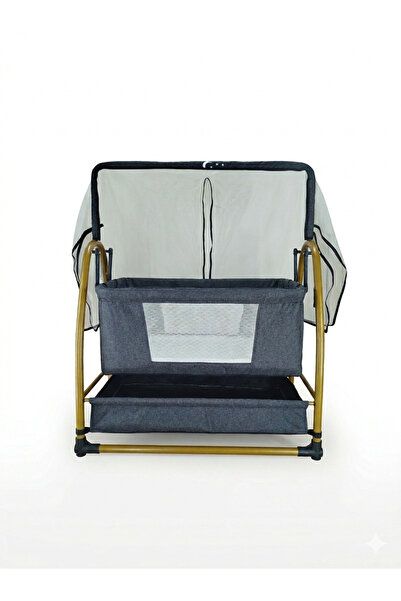 Bebelovv Gold Keten Kumaş Sallanabilir Sabitlenebilir Portatif Hamak Sepet Beşik