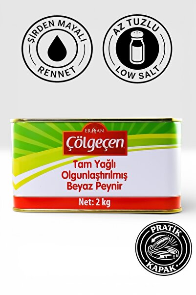 Çölgeçen Trakya Tam Yağlı Sert-Orta Sert Beyaz Peynir 2Kg | Şirden Mayalı Ten...