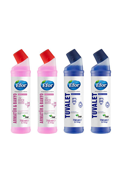 Efor 2 Adet WC Temizleyici 750 Ml + 2 Adet Banyo Temizleyici 750ml TEMİZLİK SETİ