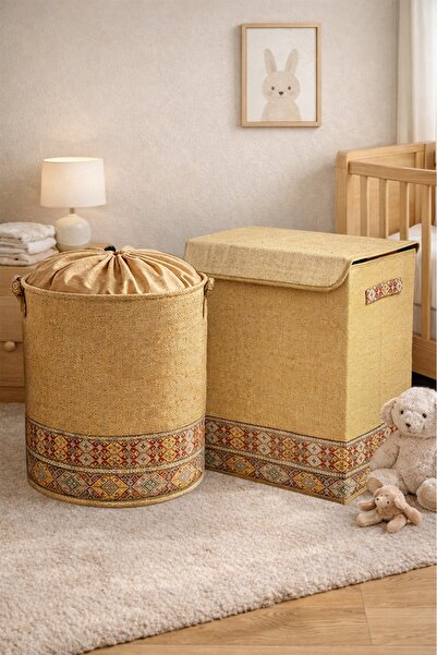 homyjr's مجموعة تخزين من قطعتين من HomyJR (صندوق كبير بغطاء + سلة شبكية برباط...