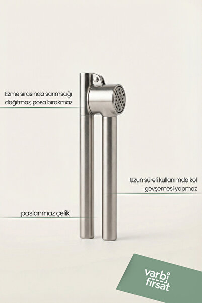 Varbifırsat مكبس ومهرسة الثوم من الفولاذ المقاوم للصدأ - تصميم معدني متين، اس...