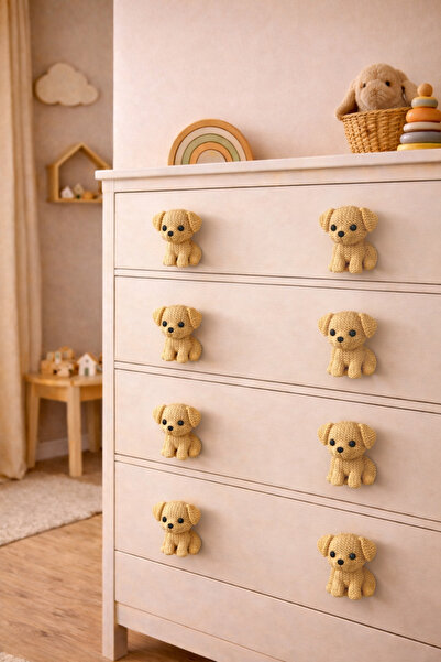 Rekatech KÖPEK FİGÜRLÜ KULP Çocuk Odası Örgü Desenli Dekoratif Çekmece Kulpu ...