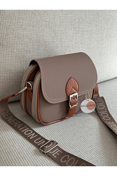 BAGLOVİS Multi-Pocket Adjustable Strap Lakos Leather Women's Cross Shoulder B...