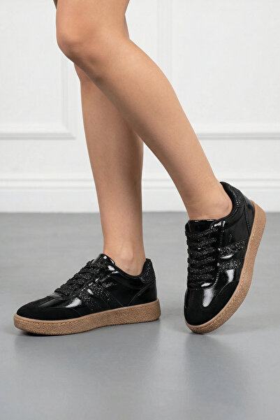 NAVİSHOES Black Women's Retro Sneakers Striped Casual Sports Shoes 122Nav