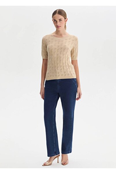 Knitss Bej Organik Pamuk Triko Üst