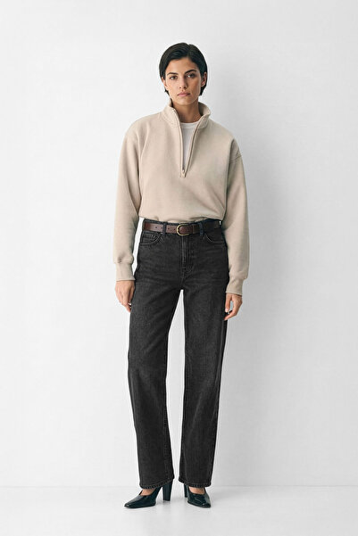 Bluewhite Ženske antracit Visok struk Ravan kroj farmerke