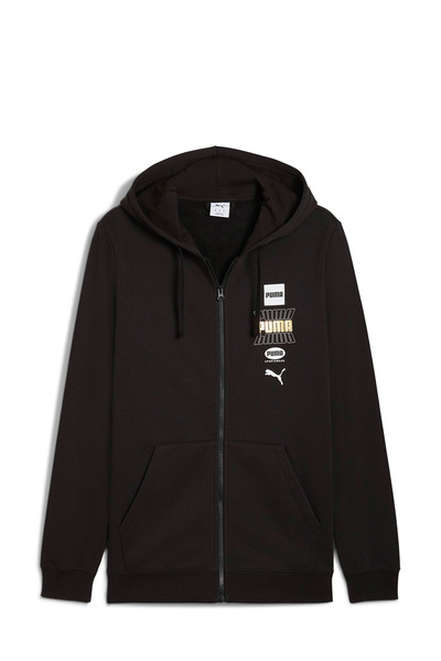 Puma Ess Logo Lab Holiday Fz H Black Men's Zippered Sweatshirt