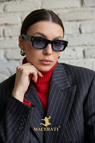 MACERATİ Maskol Unisex Black Square Frame Sunglasses