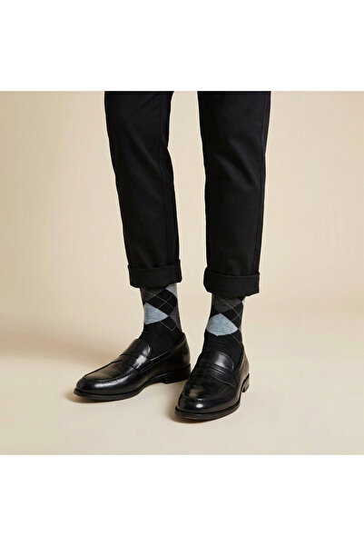 LYKOS Ανδρικές κάλτσες Comfort με κλασικό σχέδιο μπακλαβά, συσκευασία 2 τεμαχίων