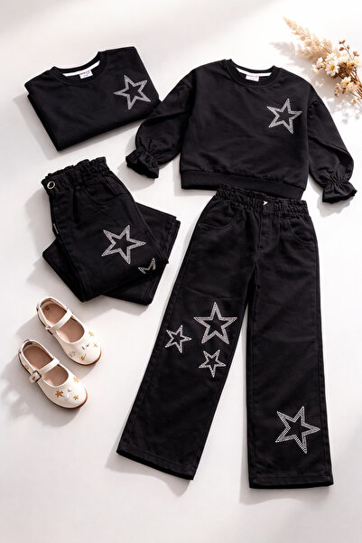 nazarbebe Σετ τζιν για κορίτσια 3-10 ετών, μεσαίου πάχους ύφασμα, με λεπτομέρ...