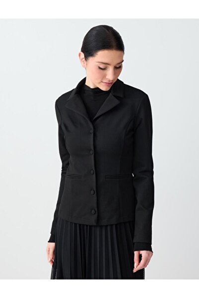 Jimmy Key Black Slim Fit Knitted Jacket with Button Detail