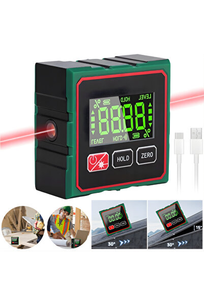 OEM Inclinometru digital profesional cu laser, portabil, bază magnetică, afiș...