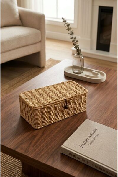 Bayev Molino Rattan Covered Basket Storage Box - Wicker Multi-Purpose Organizer