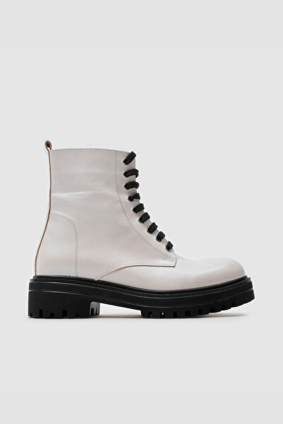 TOGO Beyaz Hakiki Deri Kadın Postal Bot [051819]