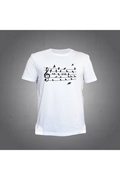 Herşey Nota Muzička nota ptica bela majica