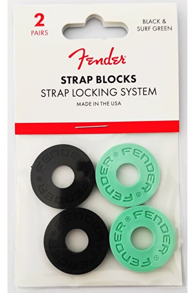 FENDER Κλειδαριές Ιμάντων Κιθάρας Μαύρο και Πράσινο Σερφ 4 Τεμάχια
