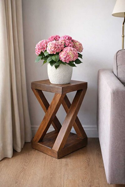 inci mobilya ahşap Ahşap Tabure , Saksı Altlığı, Sehpa Kestane Renk