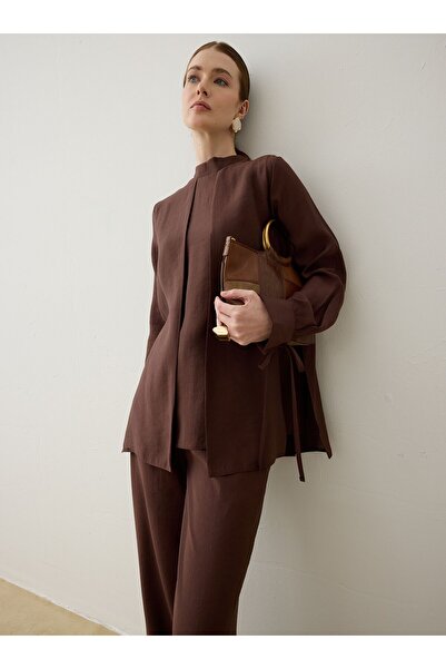 Refka Modern Suit with Belt Detail - Bitter Brown -