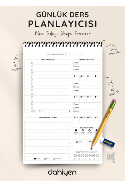 Dahiyen Дневен планирач за уроци, размер А5
